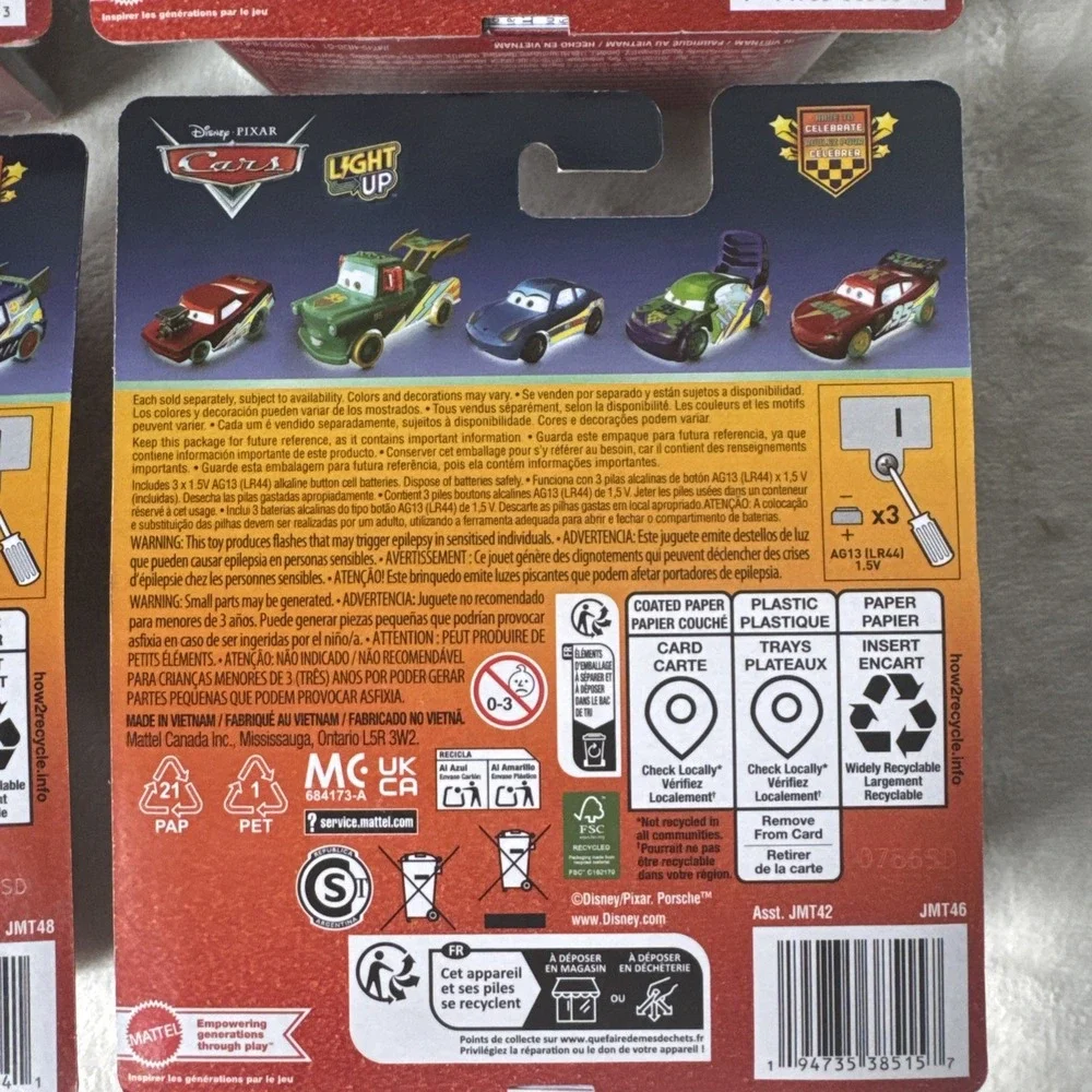 2026 Disney Pixar Cars Race To Celebrate Light Up Complete Set of 6